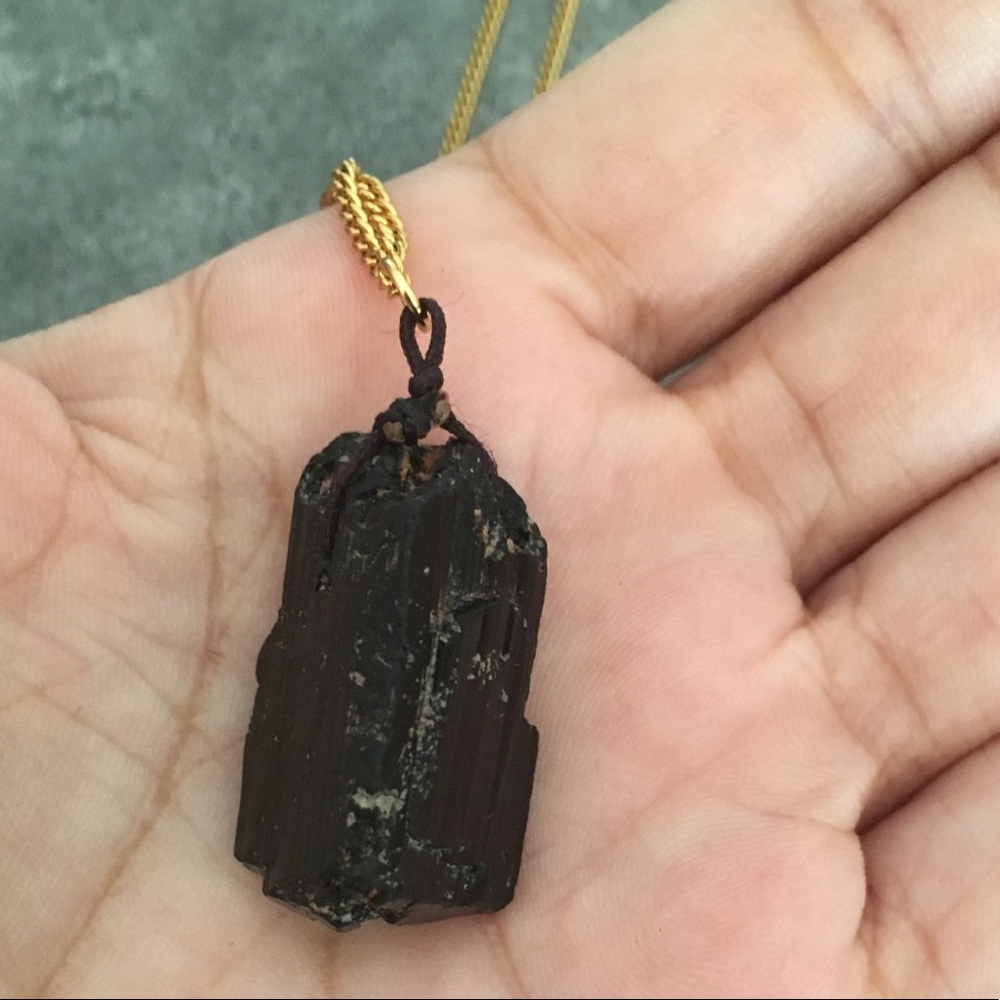 Black Tourmaline Gold Plated Necklace - Picture 5 of 8
